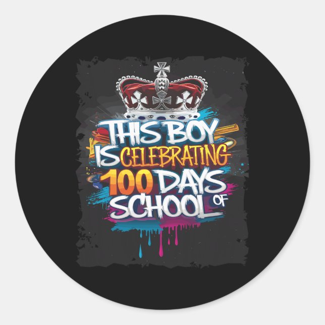 Sticker Rond Graffiti 100th Day Funny Outfit terminé 100 jours (Devant)