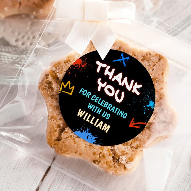 Sticker Rond Graffiti 6 7 Meme Trend Six Seven Birthday Party (Créateur téléchargé)