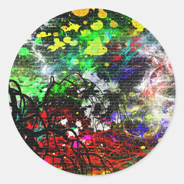 Sticker Rond Graffiti Brick Wall (Devant)