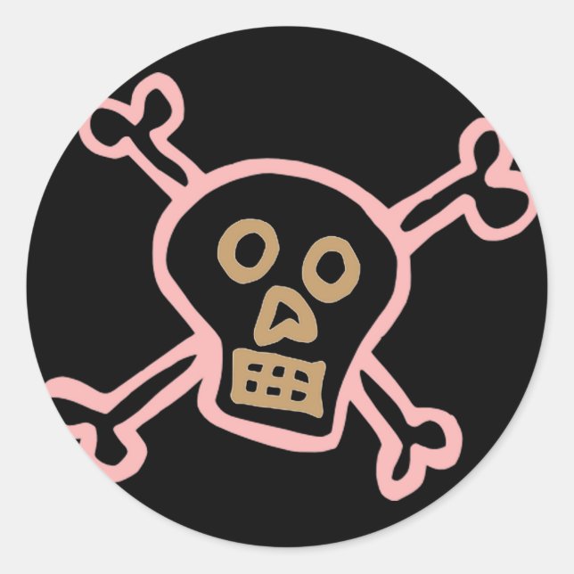 Sticker Rond Graffiti de crâne et d'os croisés mignon (Devant)