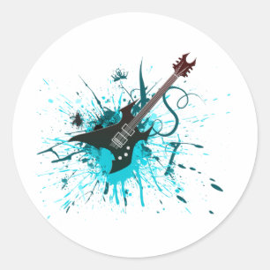Sticker Rond Graffiti de guitare - Emo Rock Music Band Alternat