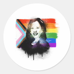 Sticker Rond Graffiti de la VP Kamala Harris LGBTQ Progress Pri