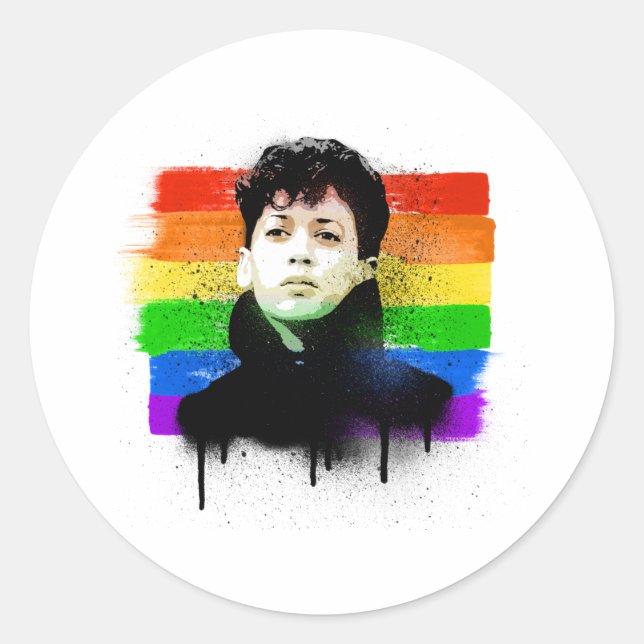 Sticker Rond Graffiti de la Young Kamala Harris LGBTQ Pride (Devant)