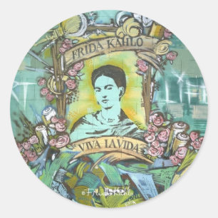 Sticker Rond Graffiti Frida Kahlo
