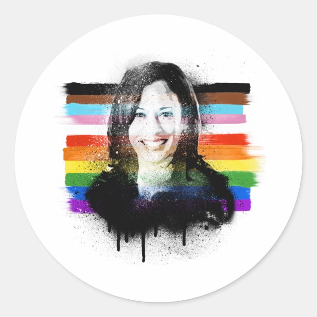 Sticker Rond Graffiti inclus Kamala Harris Pride (Devant)