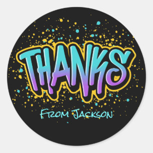 Sticker Rond Graffiti Merci