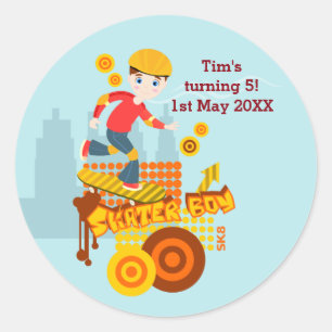 Sticker Rond Graffiti skboard enfant fête d'anniversaire