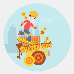 Sticker Rond Graffiti skboard enfant fête d'anniversaire