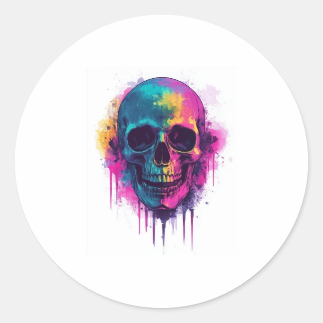 Sticker Rond Graffiti Skull Rebel (Devant)