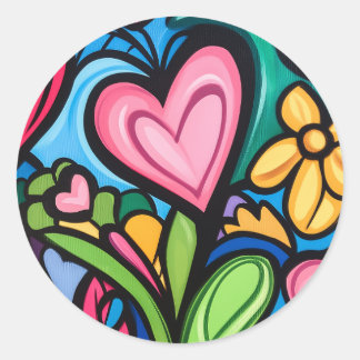 Sticker Rond Graffiti vif Saint Valentin Art