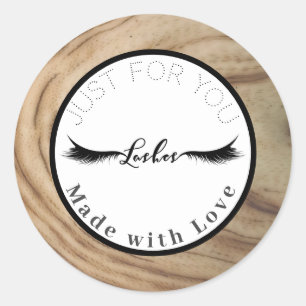 Sticker Rond Grain de bois naturel rustique Cils Maquillage