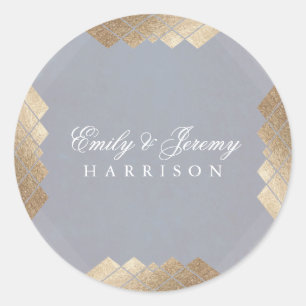 Sticker Rond Graisse géométrique Gris Gold Gatsby Mariage
