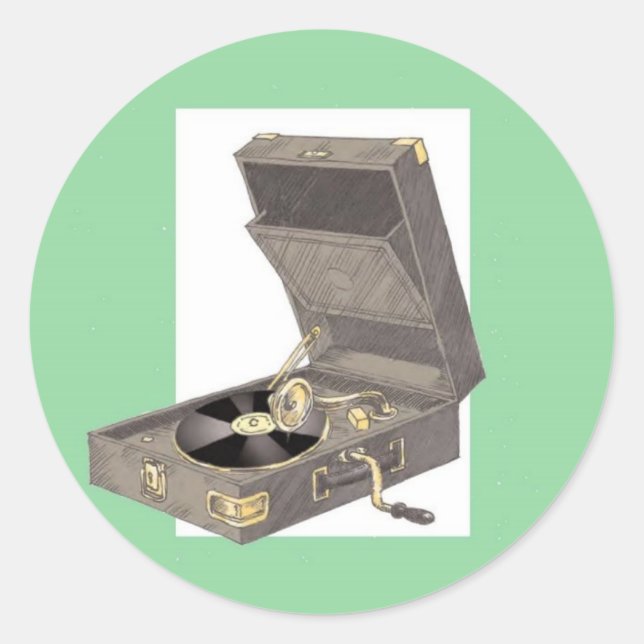 Sticker Rond Gramaphone des années 1920 (Devant)