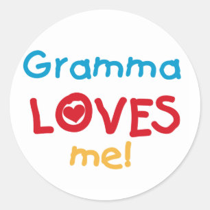 Sticker Rond Gramma aime mes t-shirts et cadeaux