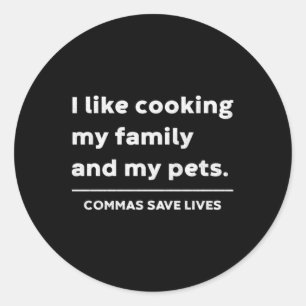 Sticker Rond Grammaire drôle comme cuisine famille et animaux v