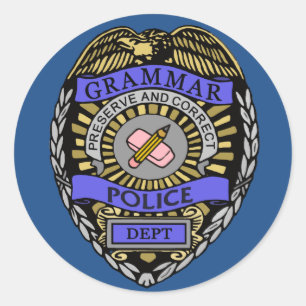 Sticker Rond Grammaire Police Dept Badge Pencil Effaser