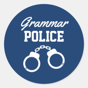 Sticker Rond Grammar Police drôle collant enseignant enseignan
