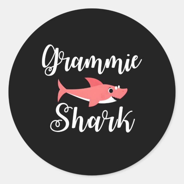 Sticker Rond Grammie Requin Pour Grand-Mère (Devant)