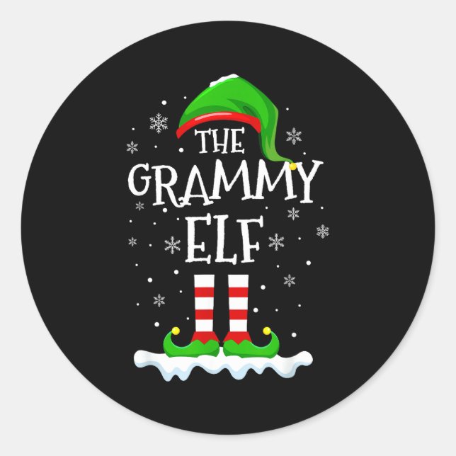 Sticker Rond Grammy Elf Squad Xmas Family Matching Group Christ (Devant)