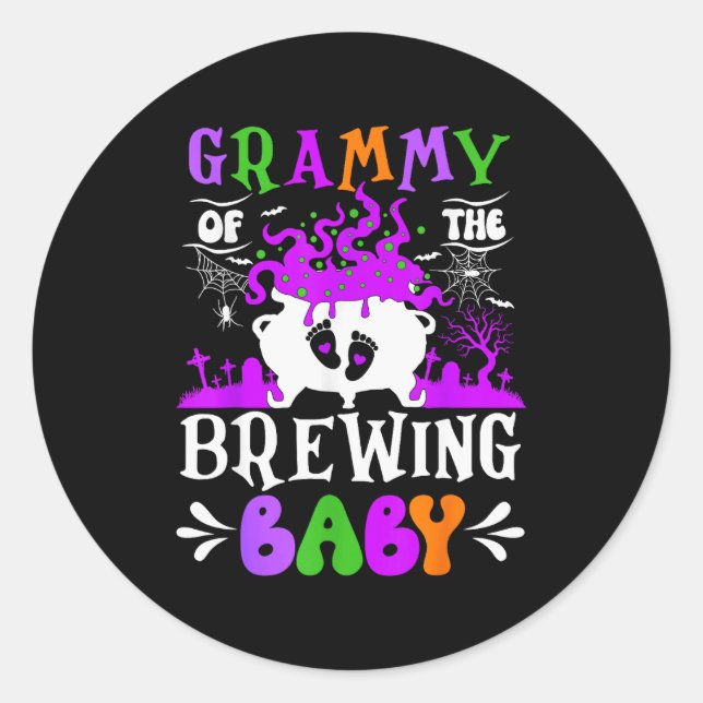 Sticker Rond Grammy Of The Brewing Baby Grandma To Be Halloween (Devant)
