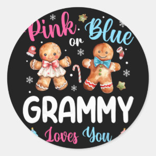 Sticker Rond Grammy rose ou bleu t'aime Révélation du sexe Noël