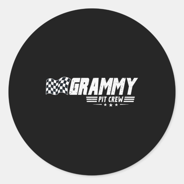Sticker Rond Grammy T Crew Race Car Birthday Family Racing  (Devant)
