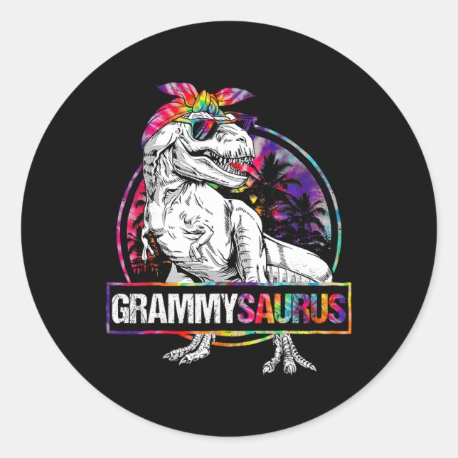 Sticker Rond Grammysaurus dinosaure Grammy Saurus famille appar (Devant)