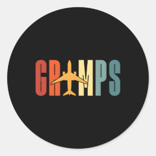 Sticker Rond Gramps Grimps Avion Avion Avion Pilote Gran