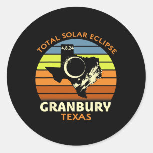 Sticker Rond Granbury Texas Total Solar Eclipse 2024