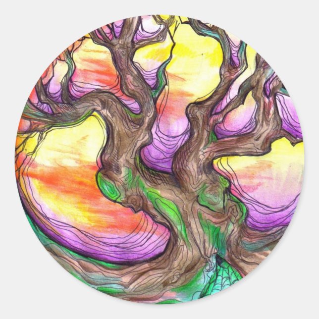 Sticker Rond grand aîné de chêne (Devant)