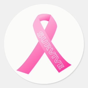 Sticker Rond Grand Autocollant-Survivez au ruban rose