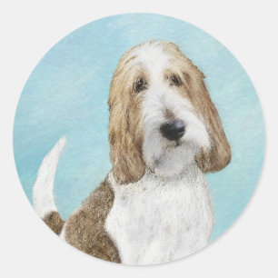 Sticker Rond Grand Basset Griffon Vendeen - Art Chien original