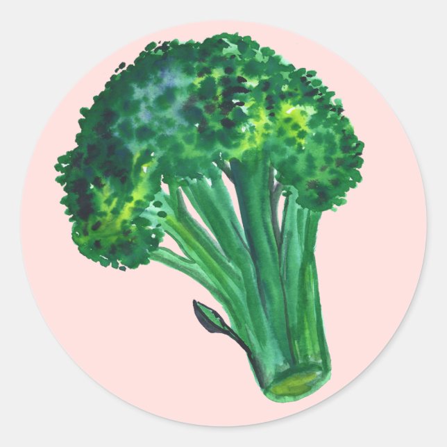 Sticker Rond Grand Beau Brocoli rose (Devant)