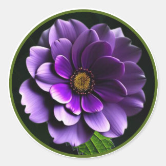 Sticker Rond Grand Beau violet Rose Design artistique