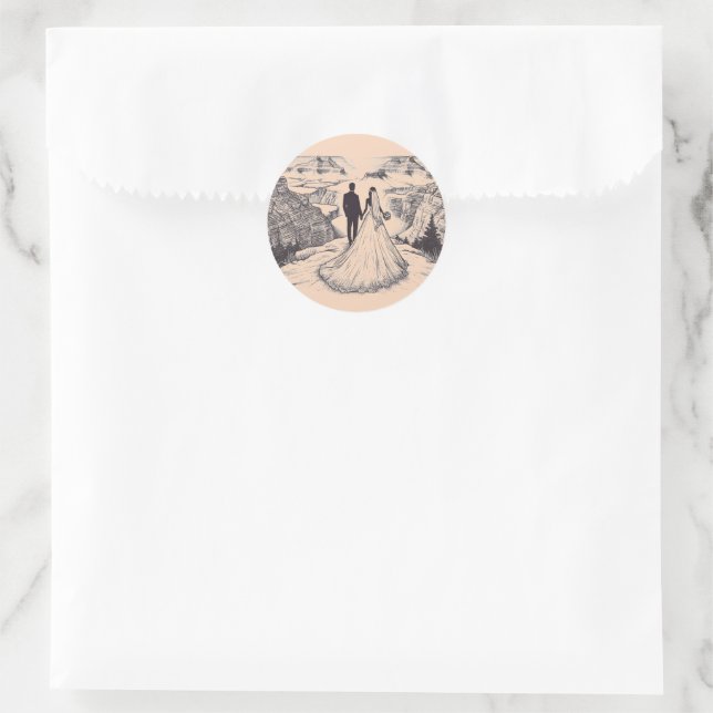 Sticker Rond Grand Canyon Couple Mariage (Sac)