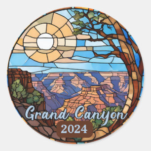 Sticker Rond Grand Canyon Personnalisé Faux Vitrail