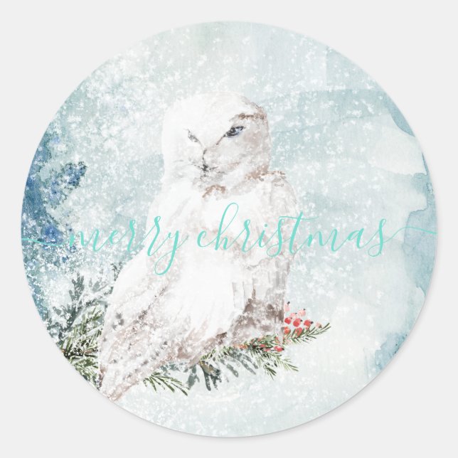 Sticker Rond Grand Chouette blanche (Devant)
