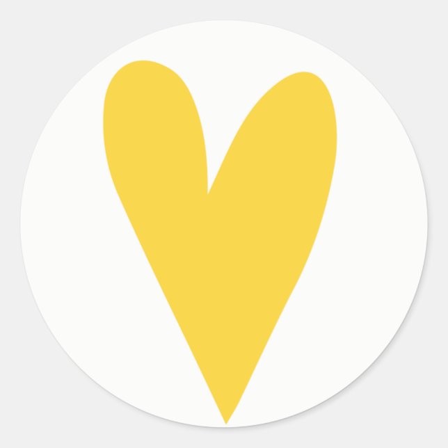 Sticker Rond Grand coeur jaune Saint-Valentin (Devant)