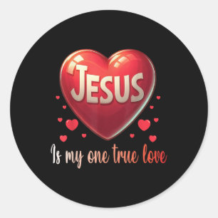Sticker Rond Grand Coeur Jésus est mon seul vrai amour Chrétien