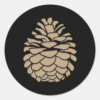 Sticker Rond Grand cône d'arbre de pin forestier de camping de