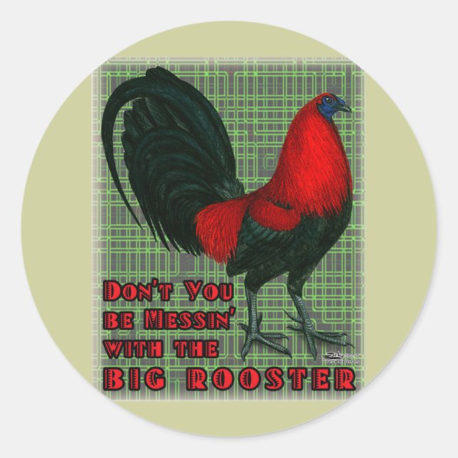 Sticker Rond Grand Coq Rouge (Devant)