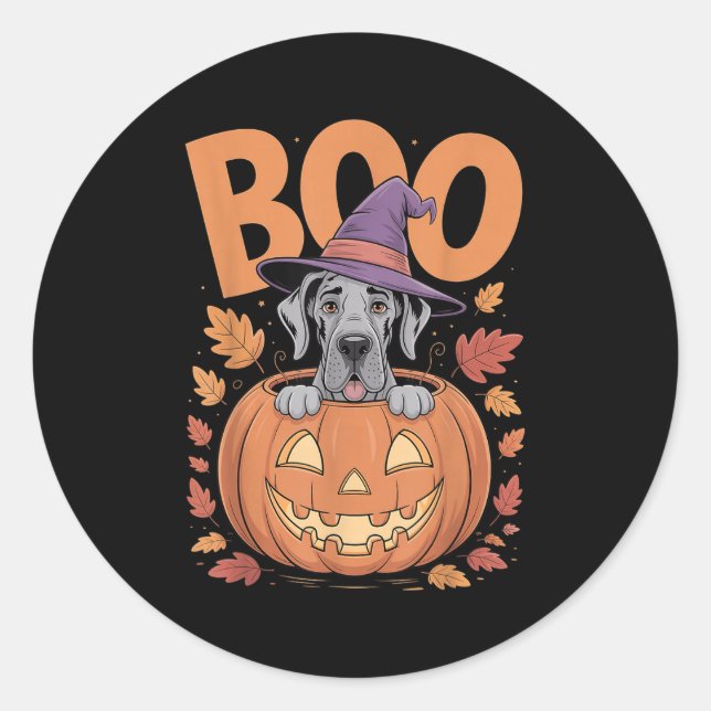 Sticker Rond Grand Costume Dane Sur Halloween Citrouille Grand  (Devant)