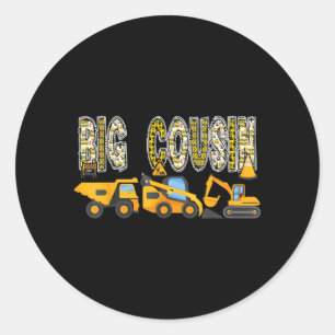 Sticker Rond Grand Cousin Construction Excavatrice Enfants Asso