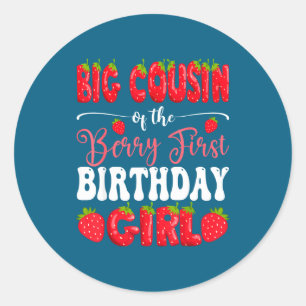 Sticker Rond Grand cousin de baie fille de premier anniversaire