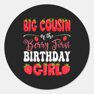 Sticker Rond Grand cousin de la baie fille du premier anniversa