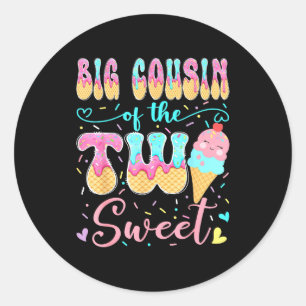 Sticker Rond Grand cousin des deux douce 2e anniversaire fille