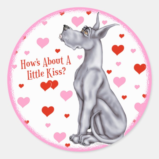 Sticker Rond Grand Dane Bleu Kiss (Devant)