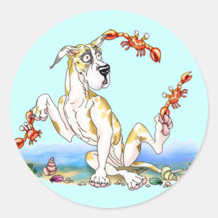 Sticker Rond Grand Dane Kinda Crabby Fawnequin