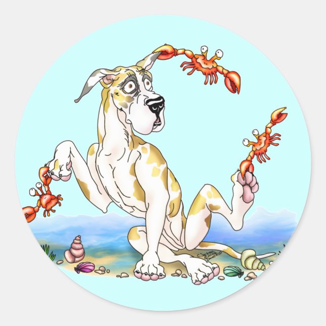 Sticker Rond Grand Dane Kinda Crabby Fawnequin (Devant)