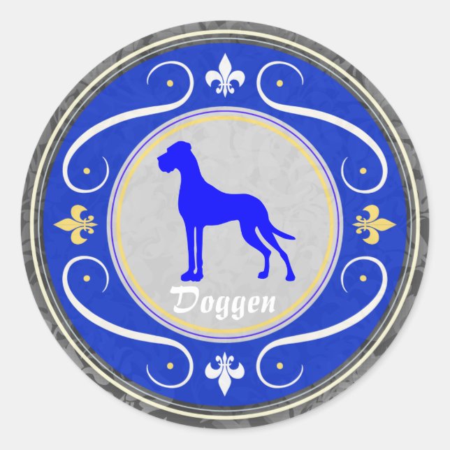 Sticker Rond Grand Danois bleu (Devant)